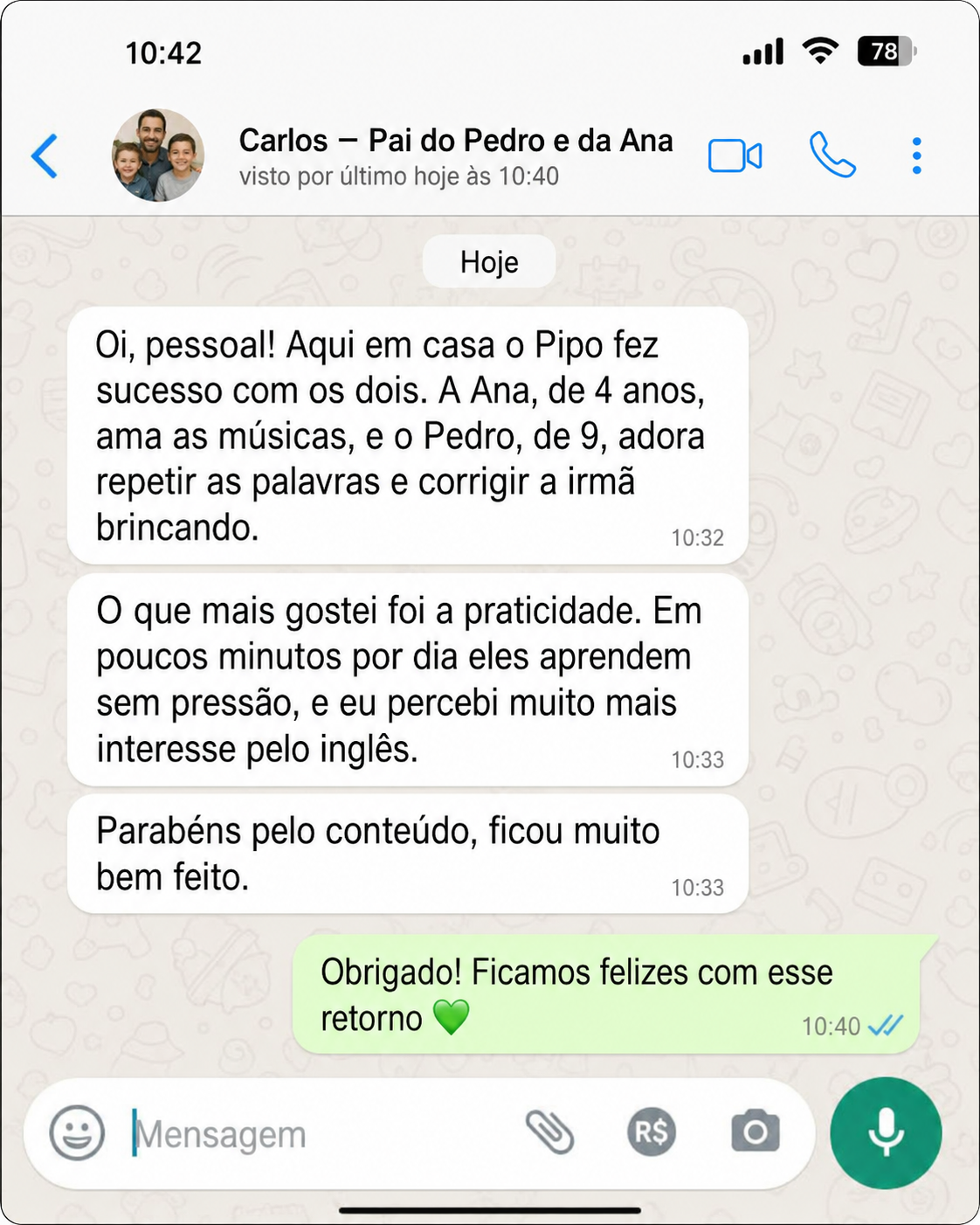 Depoimento do pai do Marcos e Lucas