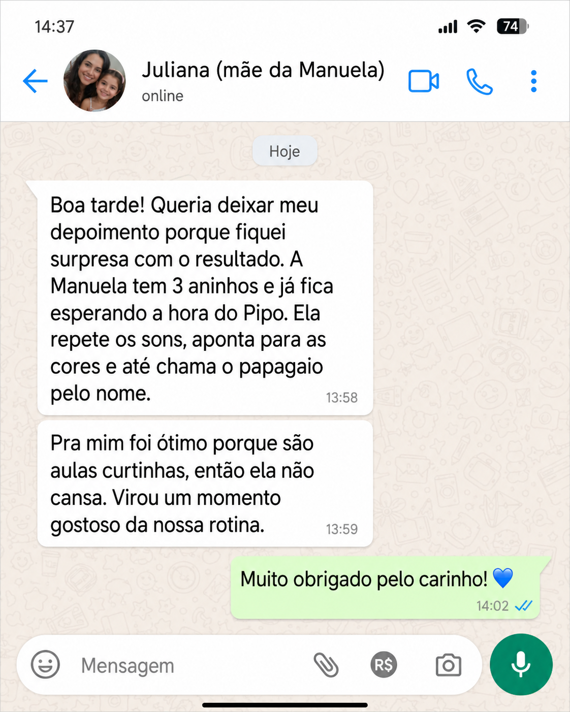 Depoimento da mãe da Manuela