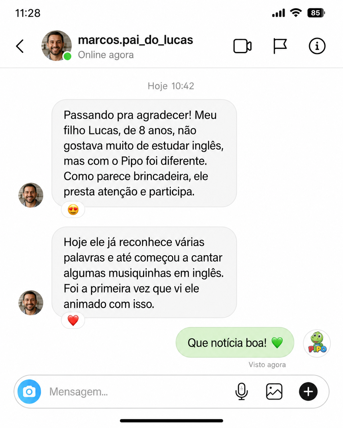 Depoimento do pai do Pedro e da Ana