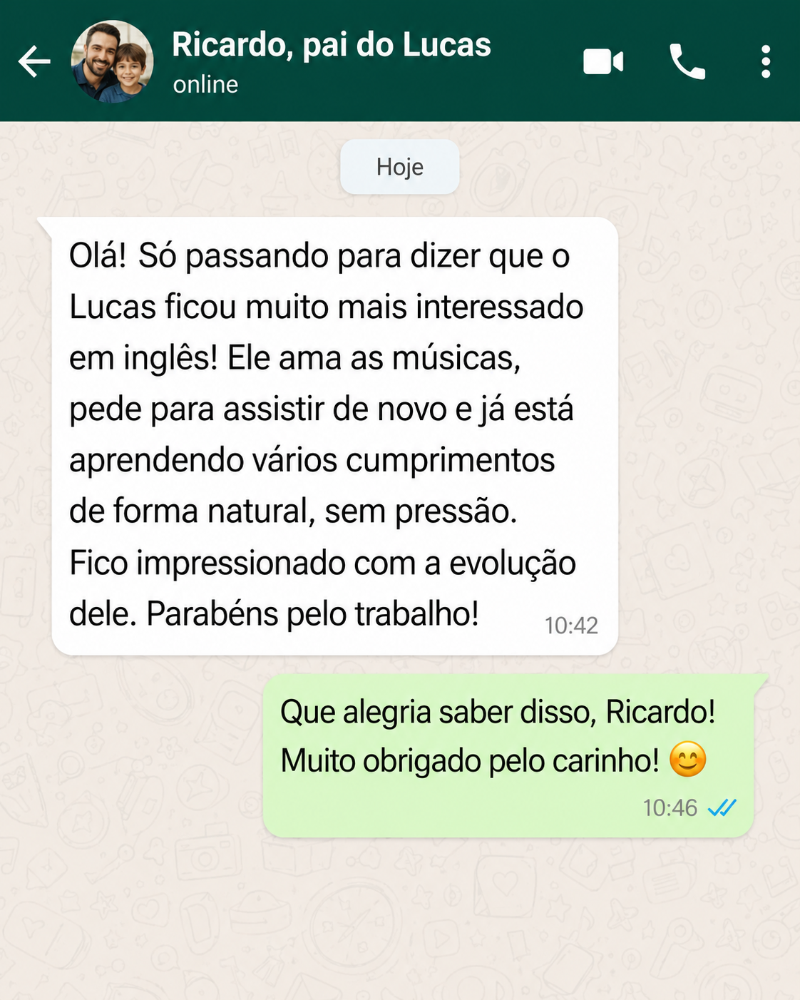 Depoimento do pai do Pedro e da Ana
